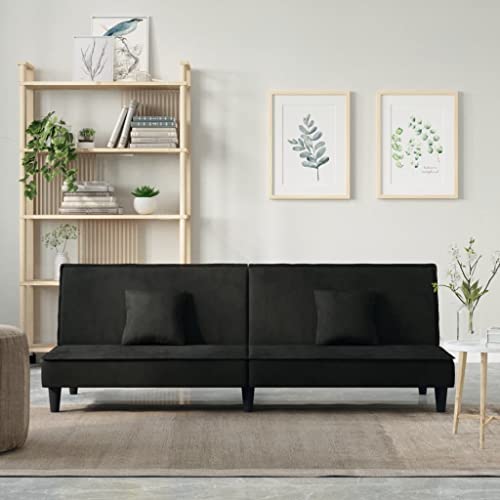 Mimdixy Sofá cama, sofá cama de terciopelo negro sofá esquinero para salón, dormitorio, apartamento