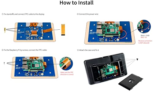 Image of waveshare 7inch DSI LCD with Case for Raspberry Pi 4 Model B, 800x480 TFT Capacitive Touchscreen Monitor Support Ubuntu /Kali / WIN10 IoT