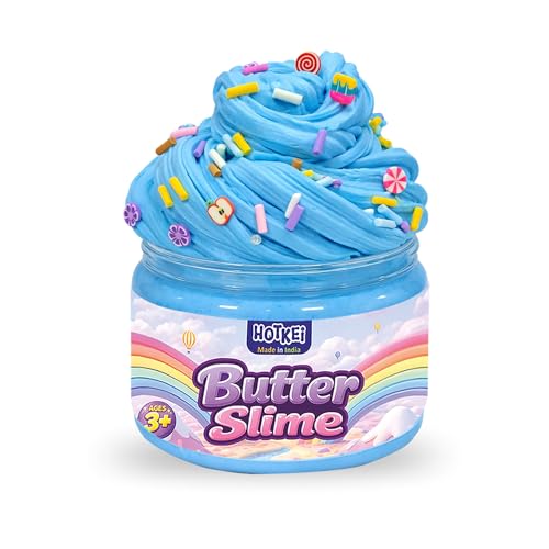 Image of HOTKEI Blue Colored Jasmine Scented Butter Slime for Kids 3 to 10 Years Kit Set with Sprinkles Candy Charms Soft Stretchy Toy Birthday Return Gift Toys for Kids Boys Girls Birthday