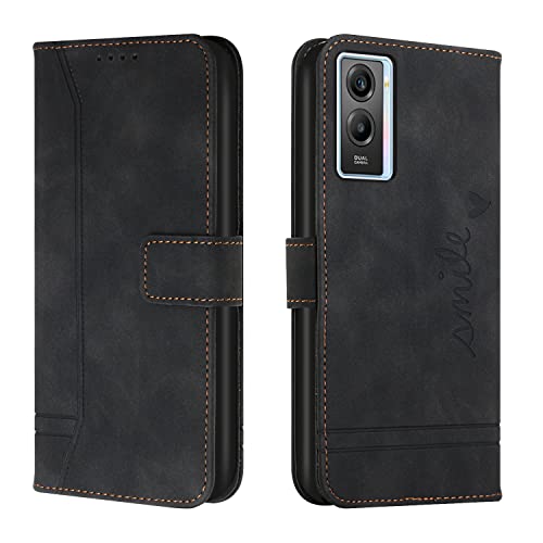 Bravoday Cover per Vivo Y72 5G / IQOOZ3 5G / Y53S / Y52 5G, Flip Custodia in Pelle PU Portafoglio Custodia per Vivo Y72 5G, con Slot per Schede, Nero