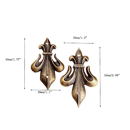 dophee 12 Pack Vintage Feet Leg Corner Protectors, Metal Embellishments Box Guard Edge Cover, Antique Bronze Decorative Furniture Brackets with Nails for Cabinet Wooden Case Table Desk, 1.77"x1.1" - Image 2
