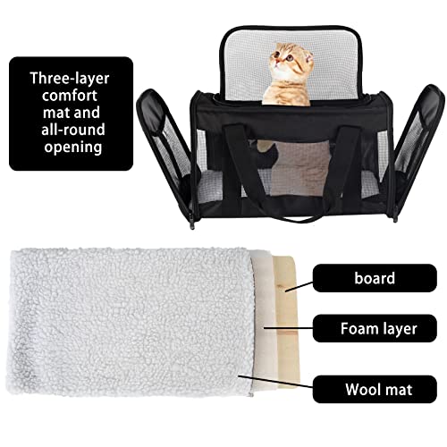 Image of Cat Carrying Case - Pet Carrier Airline Approved, Protable and Breathable Pet Travel Carrier Removable Fleece Pad, Collapsible Cat Carrier Dog Carrier for Medium Cats Small Cats Dogs(Medium, Black)