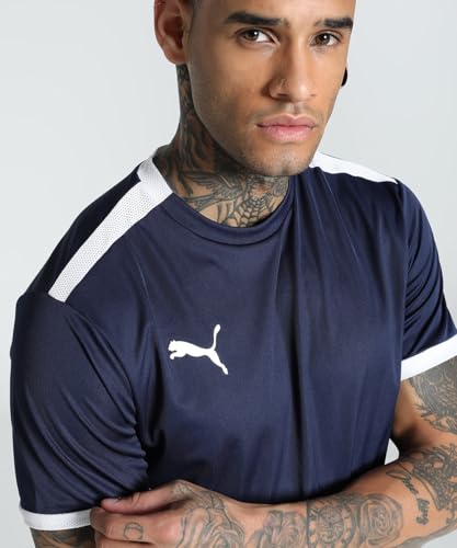 Image of Puma Men's teamLIGA Football Jersey | Lightweight and Sweat Proof Polyester Sports Crew Neck Training T-Shirt for Men | Breathable Athletic T-Shirt for Football & Sports