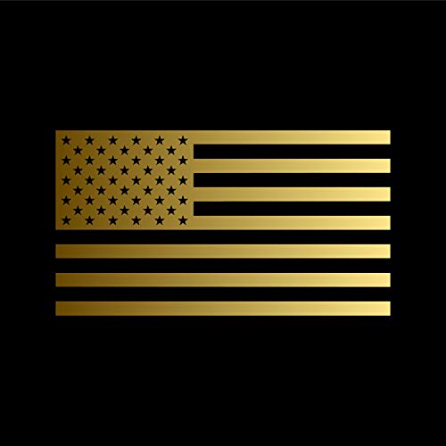 Image of American US Flag [Pick Color /Size] Vinyl Decal Sticker for Laptop /Car /Truck /Window /Bumper (5in x 2.8in, Metallic Gold)