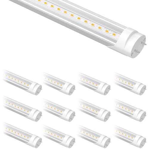 Image of 12-Pack Fluorescent Light Bulbs Replacement 4FT, T8 LED Bulbs 4 Foot Type A+B, 24W (65W Equivalent) 3200LM, 4100K Cool White, 48 Inch Tube, F32T8 or F40T12 LED Replacement, Non-Dimmable
