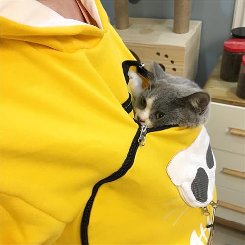 Sweat à capuche en sherpa isolant avec grande poche de transport pour chat domestique