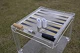 Backgammon Set - Chic Patented CrystaLuxe Acrylic Table with Large in-Built Detachable Backgammon Board Game for Family. Replacement Parts Available at No Cost.