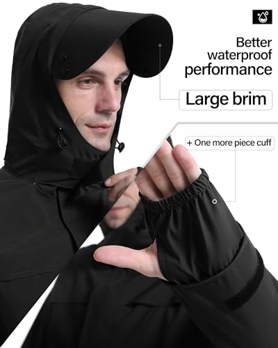 iCreek Rain Suit Waterproof Jacket with Pants 2 Pieces Breathable Lightweight Packable Raincoat with Hooded Rain Gear Unisex - Image 5