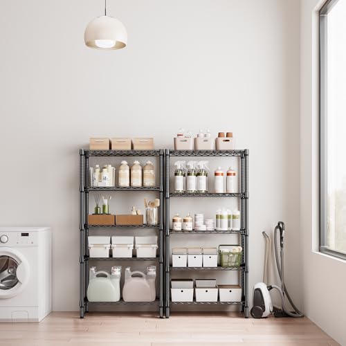Image of M MZG 1250 lbs 5 Tier Shelf Metal Storage Shelves Shelving Wire Rack Heavy Duty Closet Organizers for Garage Kitchen Bathroom Laundry Black 13.8 inch D x 29.5 inch W x 59.5 inch H