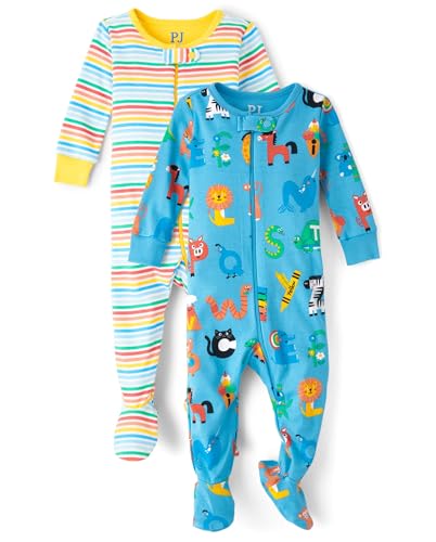 La Mejor Selección de Pijamas enteros para Bebé de esta semana. 46 The Children's Place - Pijama de una Pieza de Manga Larga para bebé y niño pequeño, 100% algodón con Cierre Frontal, Paquete Educativo de 2, 12-18 Meses