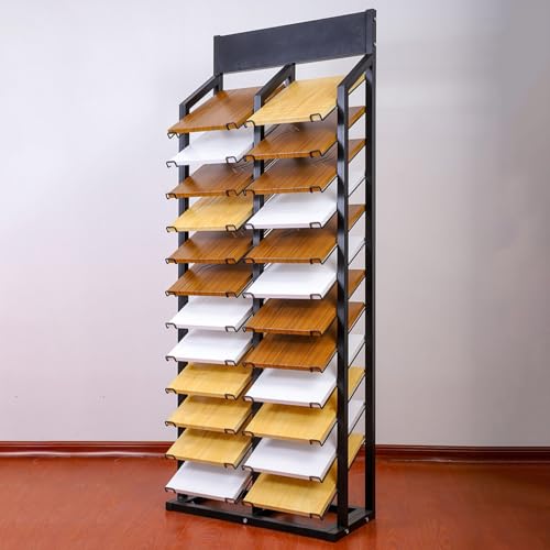 Large Format Metal Ceramic Tile Display Rack,Multi-Layer Marble Slab Sample Shelf for Display Bulk,Standing Stone Display Rack,Building Material/Floor Porcelain Black Display Shelf(50X32X180CM)