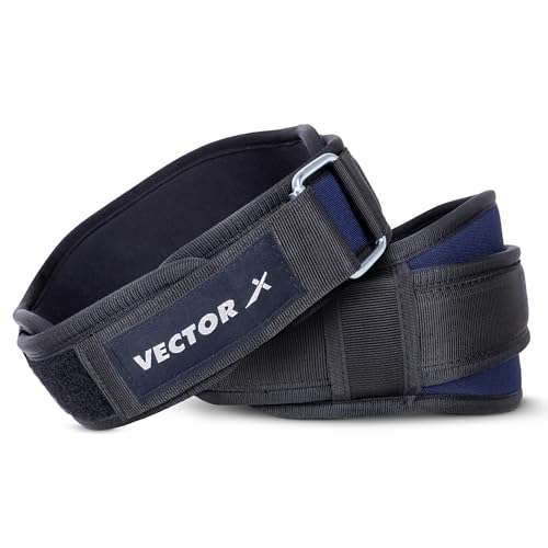 Vector X Go Fit 6 Inch Weight Lifting Gym Belt Quick Locking Gym Belt Fitness Weightlifting Belt for Squats, Weightlifting and Strength Training (Navy, Large)