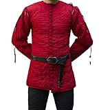 ARM CASTLE MEDIEVAL Traditional Gambeson Armor For Body Protection, Medieval Padded Aketon For SCA Fencing (Red, 3X-Large)