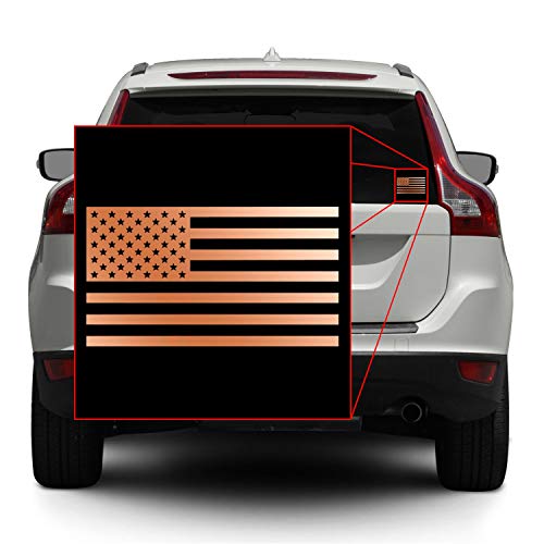 Image of American US Flag [Pick Color /Size] Vinyl Decal Sticker for Laptop /Car /Truck /Window /Bumper (18in x 10in, Metallic Copper)