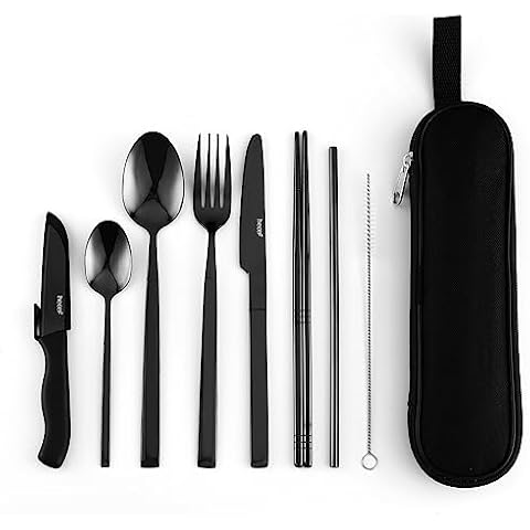 Hecef Portable Camping Cutlery Set for 1 Cover