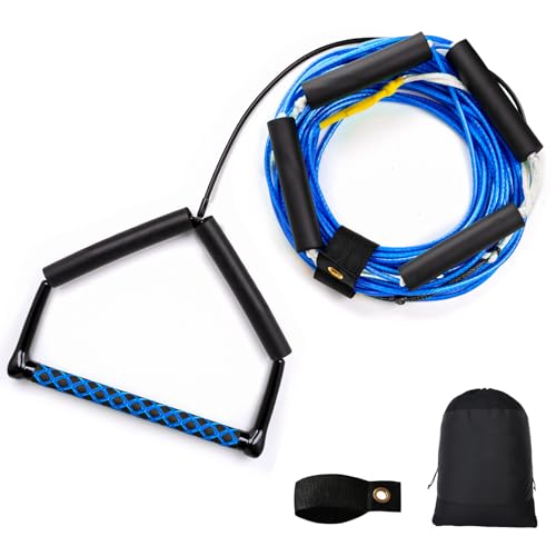 ASVAEVAS 75FT Wakeboard Rope and Handle, No Stretch Dyneema Wakeboard Tow Rope, 4 Sections Floating Water Ski Ropes for Wakeboarding, Waterskiing, Kneeboarding and Wakesurfing