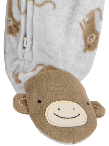 Simple Joys by Carter's Pacote com 2 pares de lã neutra com pés para dormir e brincar, Macaco cinza