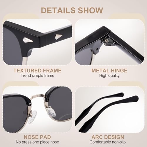 Polarized Metal Sunglasses for Men Women Stylish Eyewear with UV Protection3