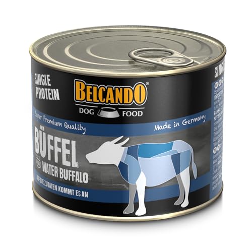 Belcando Single Protein Dose [6 x 200 g Wasserbüffel] | abwechslungsreiches Nassfutter für Hunde | Monoprotein-Nassfutter