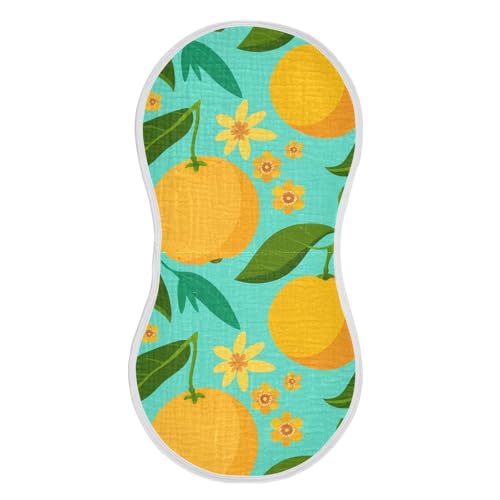 2 Pack Baby Burp Cloths, Soft Absorbent Burping Cloths for Babies, Cotton Milk Spit Up Rags, Large Size for Newborns, Baby Boys and Girls (Sunny Citrus Pattern)2