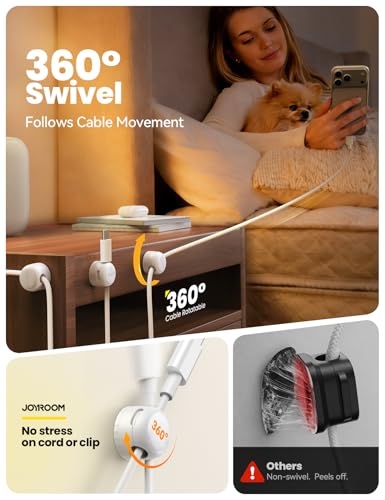 Image of JOYROOM 8 Pack Magnetic Cable Clips, 360 Swivel Cord Organizer Wire Holder