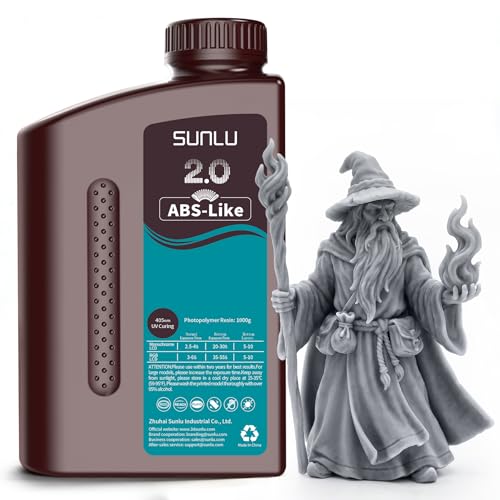 Image of SUNLU ABS-Like 3D Printer Resin 2.0, Smooth Matte Surface, Perfect for high-Detail Models, 405nm UV Photopolymer Resin, Non-Brittle & Low Odor, 1000G Grey