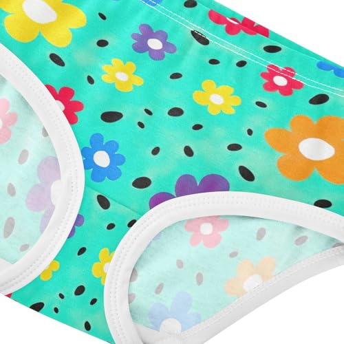 Playful Cute Colorful Floral Teal Panties for Girl Girls Underwear Toddler Cotton Animals Kids Briefs Undies 2t4