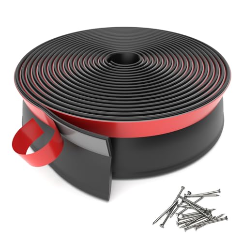 20Feet Universal Garage Door Rubber Seal Bottom and Side Rubber Seal Strip Replacement,Weatherproofing Garage Door Weather Stripping with Nails