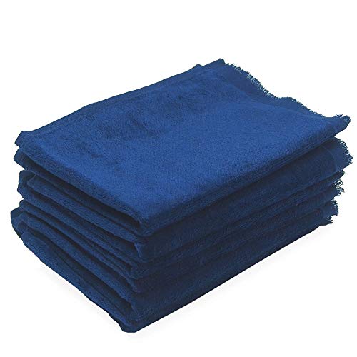 Georgiabags Terry Velour Fingertip Towel with Fringed Ends (6, Navy)