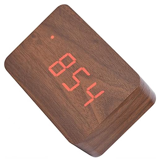 Kadimendium Gentle LED Lights Powered by 3 AAA Batteries Wooden Clock Alarm Clock Alarm Wood Digital Alarm Clock for Bedroom Office School (Brown Wood + red Light)