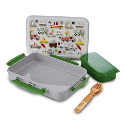 Image of Nayasa On The Go DLX 900 ml BPA Free Plastic Lunch Box | Leak Proof | Spacious Tiffin Box | Durable Food Storage | White