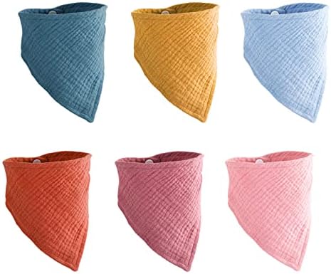 4 bambini unisex da bambino Bandana Drool Bavaglini con bottoni morbido cotone biologico unico doccia set regalo Super Assorbente per dentizione Feeding Fashion regolabile