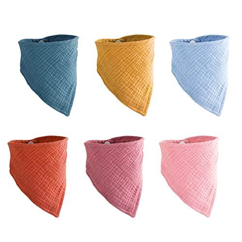 Image of Tokcom Muslin Baby Bibs 6 Pack Baby Bandana Drool Bib