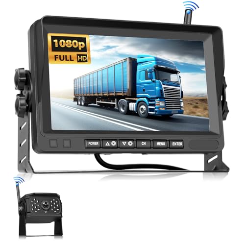 Vechtel Wireless Backup Camera For Trucks, 1080P Back Up Camera For Cars With 7 Inch Hd Ips Screen Plug And Play Night Vision Ip68 Waterproof Diy Guide Lines For Rvs cover