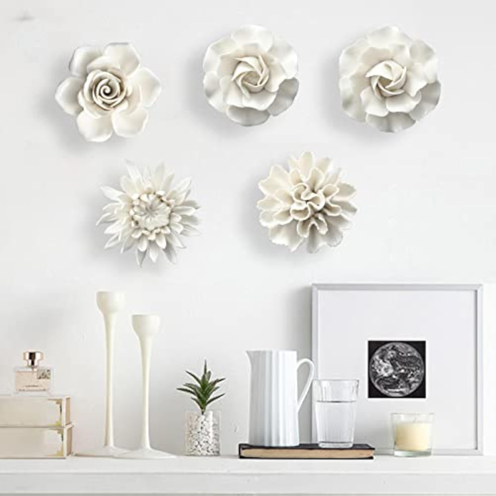 3D Wall Hanging Ceramic Flowers Craft Decor