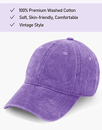 Vodiore 2 Pack Vintage Washed Baseball Cap Distressed Baseball Hat Unisex Adjustable Dad Hats For Women Men Purple+Purple M #TOP1