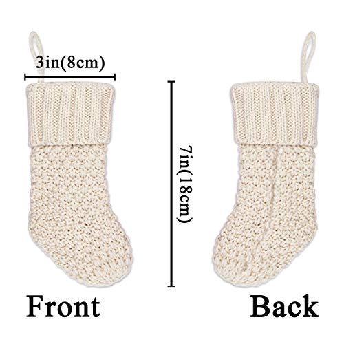 Limbridge Christmas Mini Stockings, 6 Pack 7 Inches Knitted Knit Rustic Stocking Decorations For Whole Family, Burgundy And Cream #TOP1