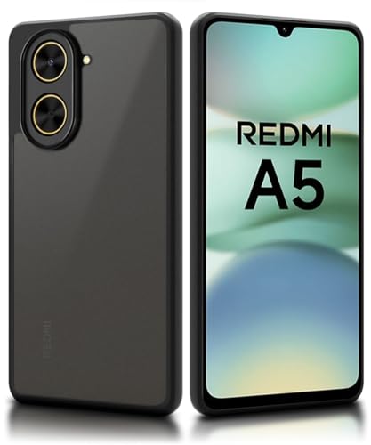 Image of WOW IMAGINE Translucent Hybrid Back Case Cover for Redmi A5 | Poco C71 Smoked Matte Back | Shock Proof 360 Degree Protection | Protective Hard Case - Matte Black
