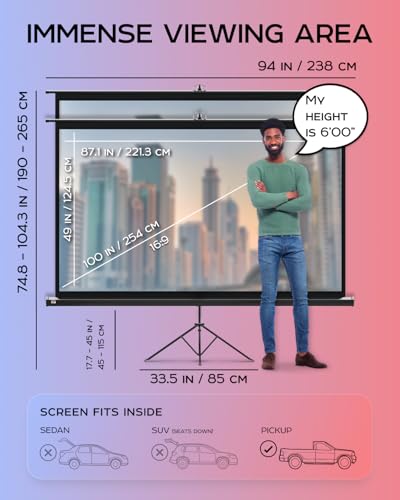 Pantalla de proyector con soporte y montaje universal 100" miniatura 3