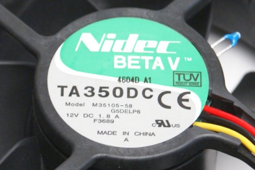 Image of NIDEC BetaV TA350DC Quiet Case Cooling Thermal Sensor Fan 12V 1.8A, 3-Pin (3-Wire Lead), 90mm x 90mm x 38mm, Compatible Model Number: M35105-58