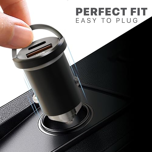 45W Car Charger Dual Port Output Fast Charging Type C PD 27W + 18W QC 3.0 USB Adapter for 17/17 Air/17 Pro/17 Pro Max, iPhone 16/16 Plus/16 Pro/Max, iPhone 15/14/13/12/11 Series -Black