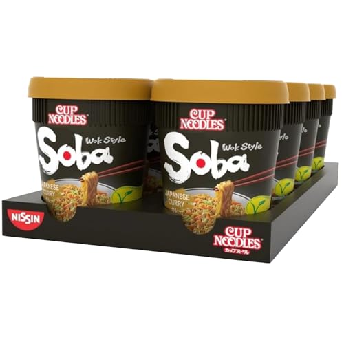 NISSIN Cup Noodles Soba Wok Style Japanese Curry Flavour 90 g (8-Pack)