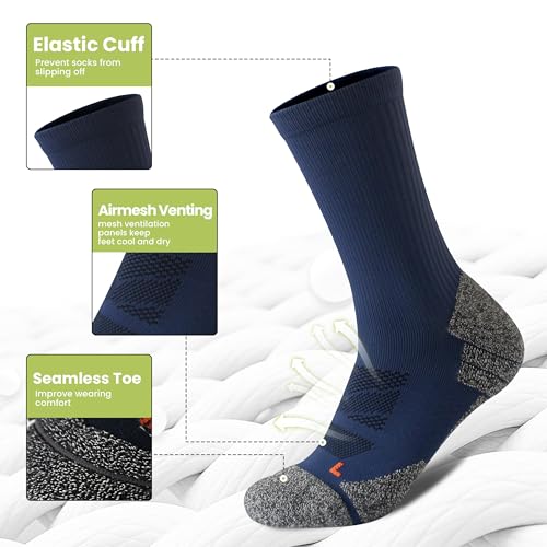 Wildarms Athletic Running Socks Cushion Padded Moisture Wicking Crew3