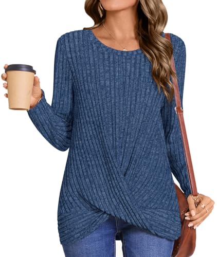 HOTGIFT Women's Pullover Sweaters Winter Tunic Tops Long Sleeve Crewneck Shirts Casual Comfortable Blouse3