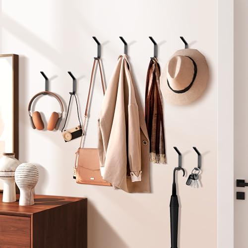 Miniatura 2 de Meijo Percheros Pared Con 8 Ganchos, Ganchos Para Abrigos Pared Ganchos De Pared Negro Colgadores Ganchos Perchero Para Baño, Entrada, Cocina