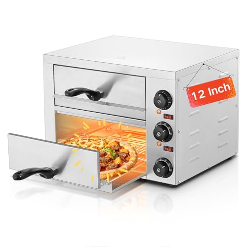 Commercial Pizza Oven, 12 Inch Countertop Pizza Ovens with 662°F Max Temp, 2-Layer Electric Pizza Cooker with Alert Timer, 1700W Stainless Steel Pizza-Maker Machine, for Restaurant,Home, Party, Silver Commercial Pizza Oven, 12 Inch Countertop Pizza Ovens with 662°F Max Temp, 2-Layer Electric Pizza Cooker with Alert Timer, 1700W Stainless Steel Pizza-Maker Machine, for Restaurant,Home, Party, Silver