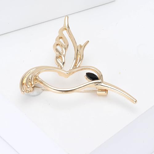Image of Fashionable Rhinestone Hollow Hummingbird Brooch for Women Animal Pin Dress Suit Pin Accessories Party Banquet Gift
