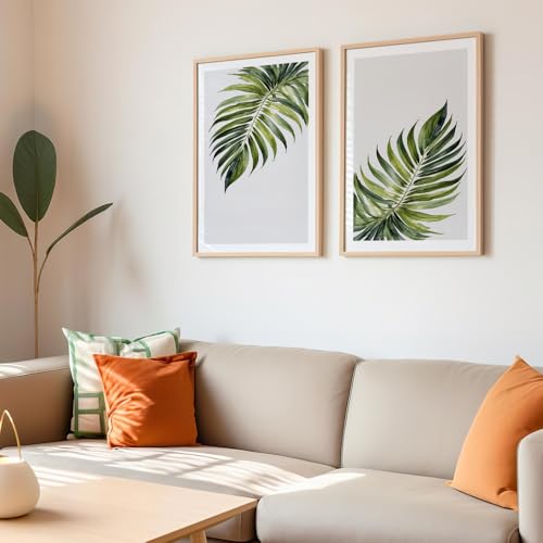 Image of COLOSSAL ART HOUSE Set of 2 botanical wall art paintings for living room & wall painting for bedroom wall decor - (10x13 Inch framed poster, Paintings for home decor)