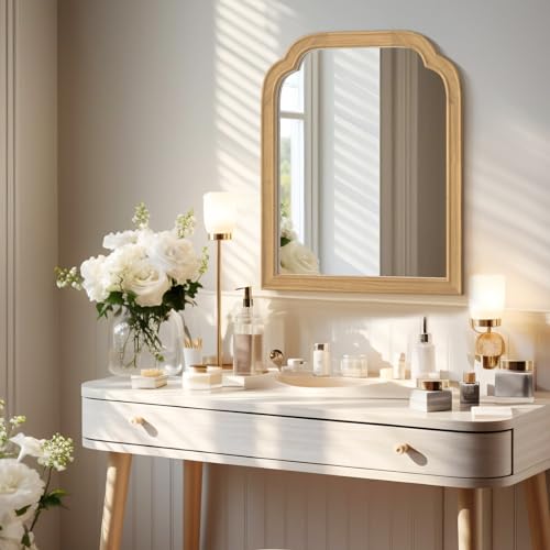 HOMECOOKIN Wood Bathroom Mirrors for Wall Mounted, 16" x 20" Rustic Wood Frame Wall Mirrors Decorative for Living Room or Bedroom Vanity Mirror (Natural) B - Image 7