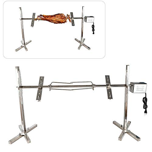 SHIOUCY BBQ Rotisserie Kit 15W Heavy Duty Universal Complete Grill Rotisserie Spit Charcoal Rod Motor Kit Pig Lamb Cooker Grill for Picnic Outdoor Use - Stainless Steel